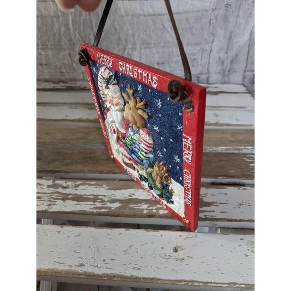 Merry Xmas hanging plaque decor Santa reindeer kit - Picture 5 of 5